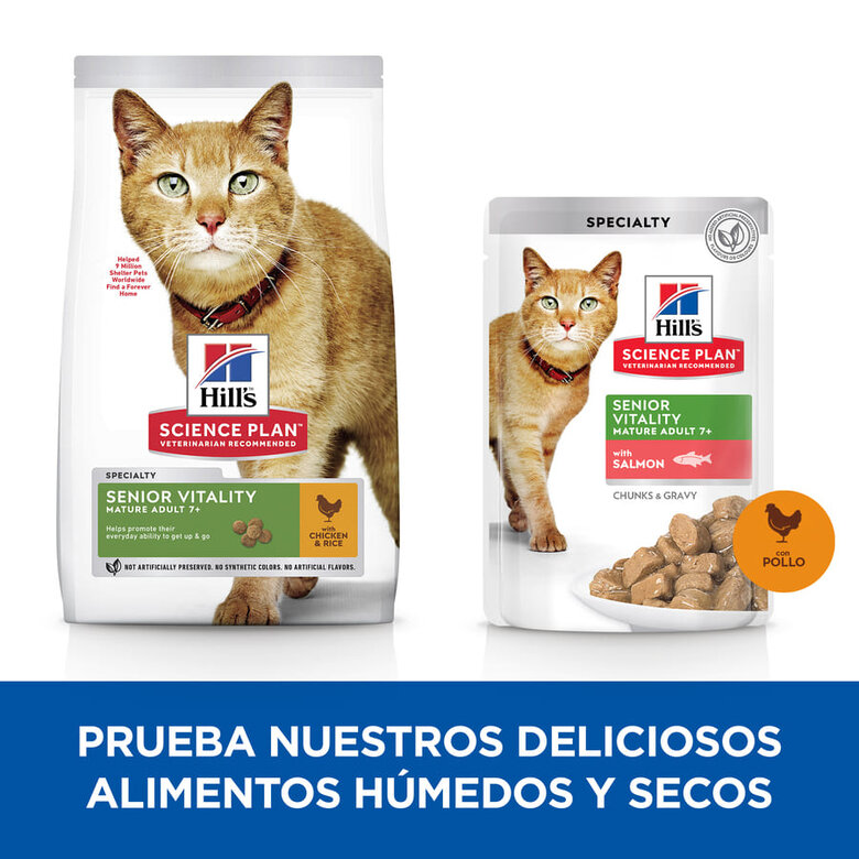 Hill’s Science Plan Youthful Vitality Adult Mature 7+ Pollo en Salsa sobre para gatos, , large image number null